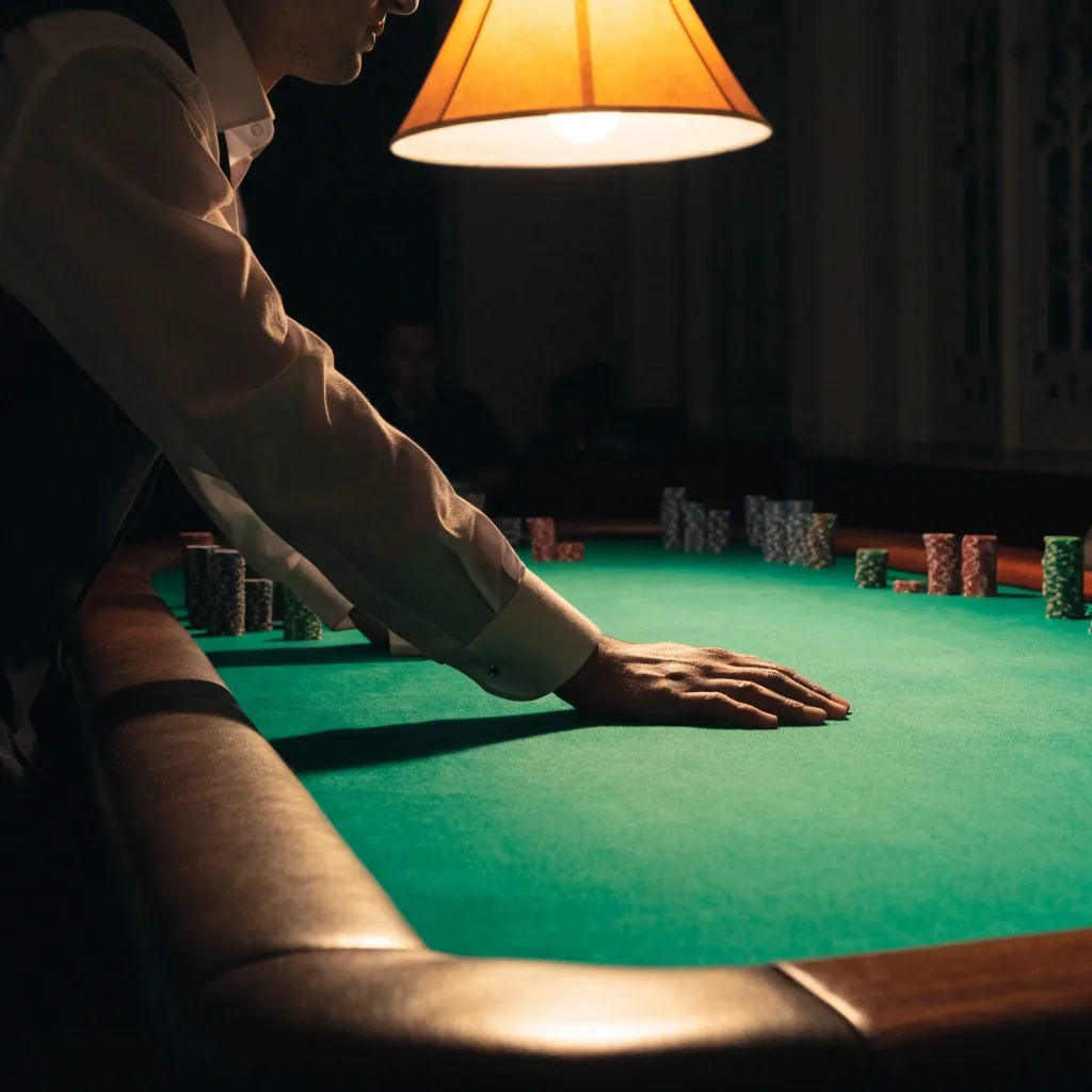 Stół do gry w sali pokerowej pod lampą w Vergermont